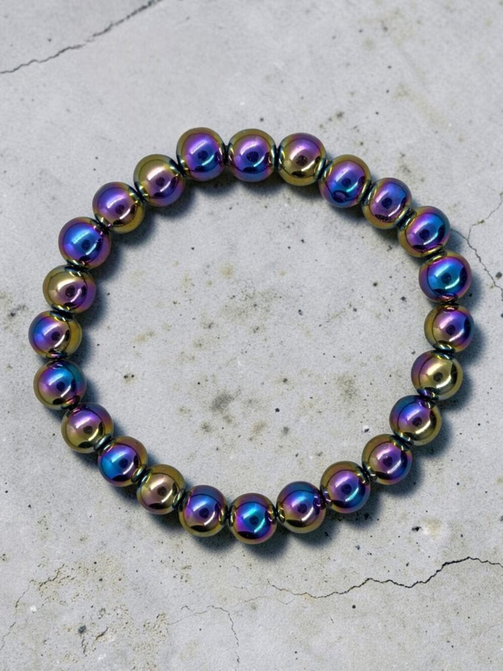 Rainbow Hematite Stretch Bracelet | Handmade - Picture 3 of 4